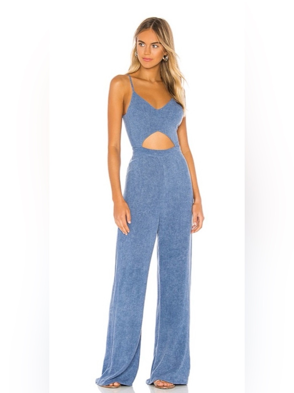 Indah Blue Cutout Wide-Leg Jumpsuit S